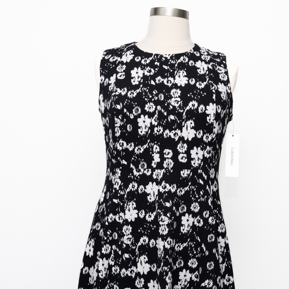 Calvin Klein |  Knit Printed Floral A-Line Dress - Picture 10 of 14